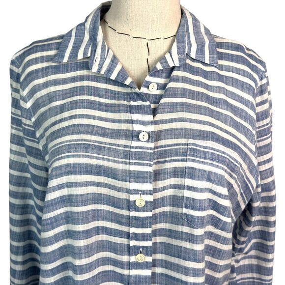 J.Crew Boy Button-Up Top Womens M Cotton Striped Long Sleeves‎ Collared - Picture 4 of 9